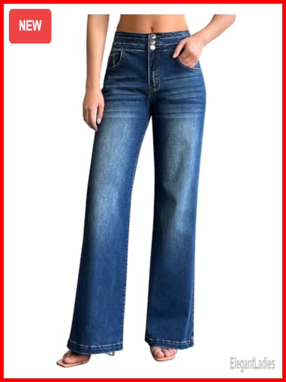 Women's High Waisted Wide Leg Baggy Stretch Jeans Casual Denim Pants